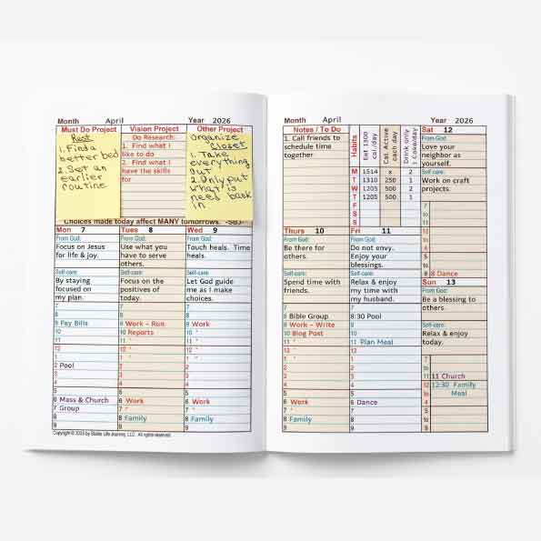 week by week tasks inside the planner