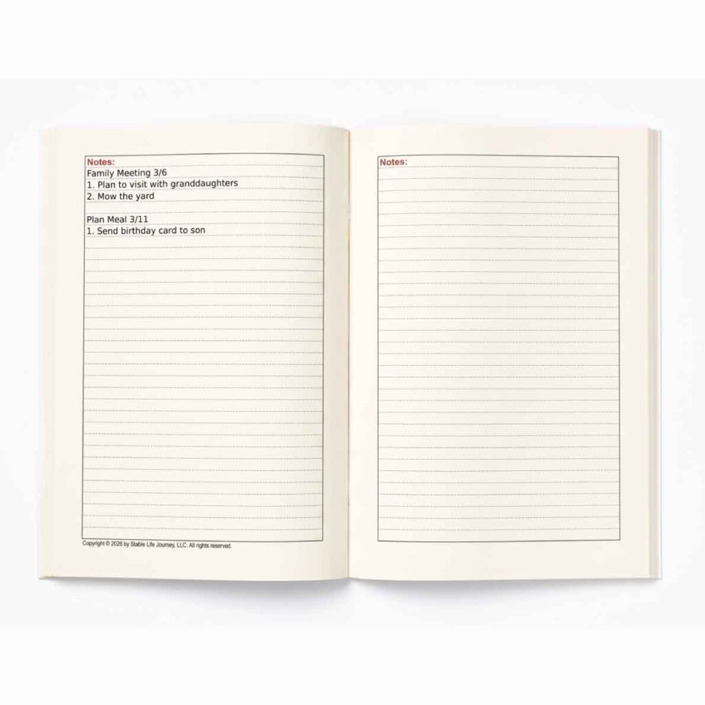 Notes page inside the planner