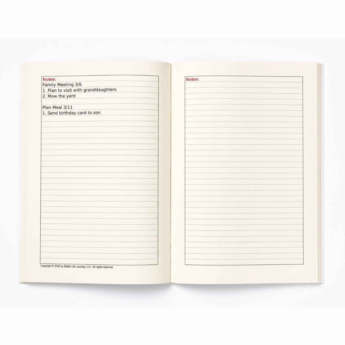 Notes page inside the planner